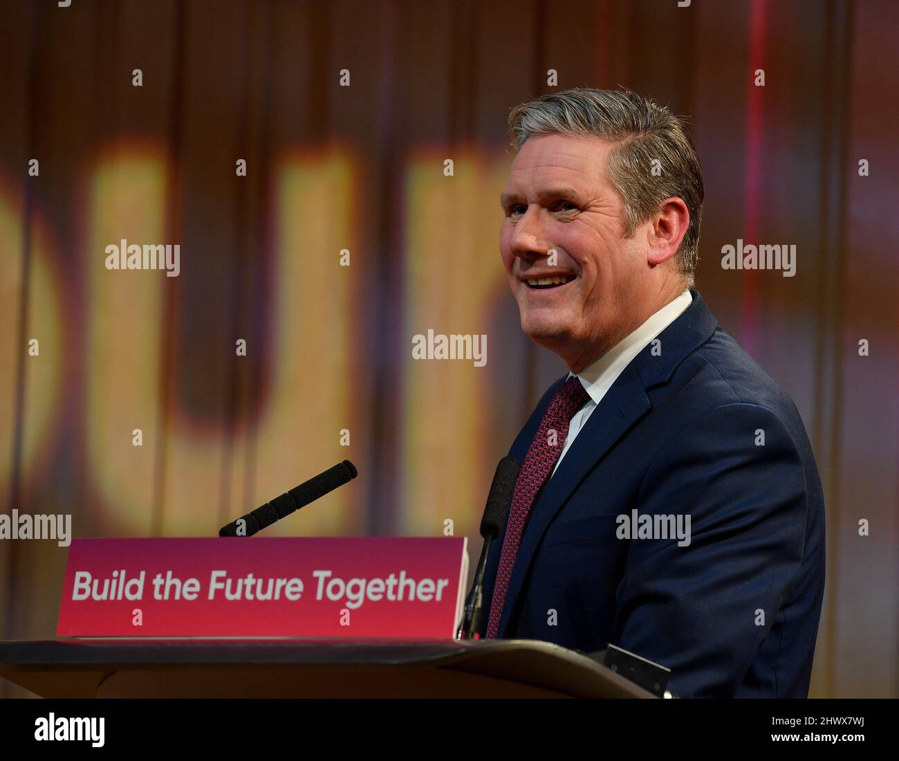 Labour leader Keir Starmer delivers his keynote speech on the second day of Scottish Labour’s annual conference in Glasgow.  (c) Dave Johnston Stock Photo