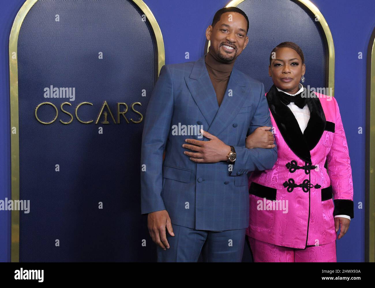 Los Angeles, USA. 07th Mar, 2022. (L-R) Will Smith and Aunjanue Ellis arrives at the 94th Annual Oscars Nominees Luncheon held at the Fairmont Century Plaza in Los Angeles, CA on Monday, ?March 7, 2022. (Photo By Sthanlee B. Mirador/Sipa USA) Credit: Sipa USA/Alamy Live News Stock Photo