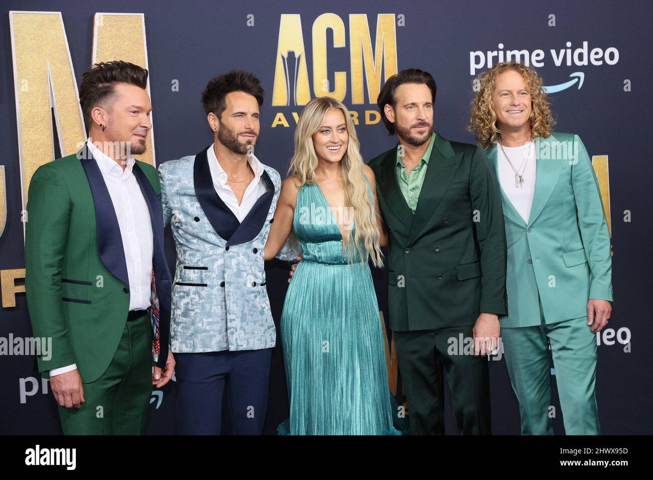 Las Vegas, NV, USA. 7th Mar, 2022. Parmalee, Brooke Eden at arrivals for 57th Academy of Country Music (ACM) Awards - Arrivals 1, Allegiant Stadium, Las Vegas, NV March 7, 2022. Credit: JA/Everett Collection/Alamy Live News Stock Photo
