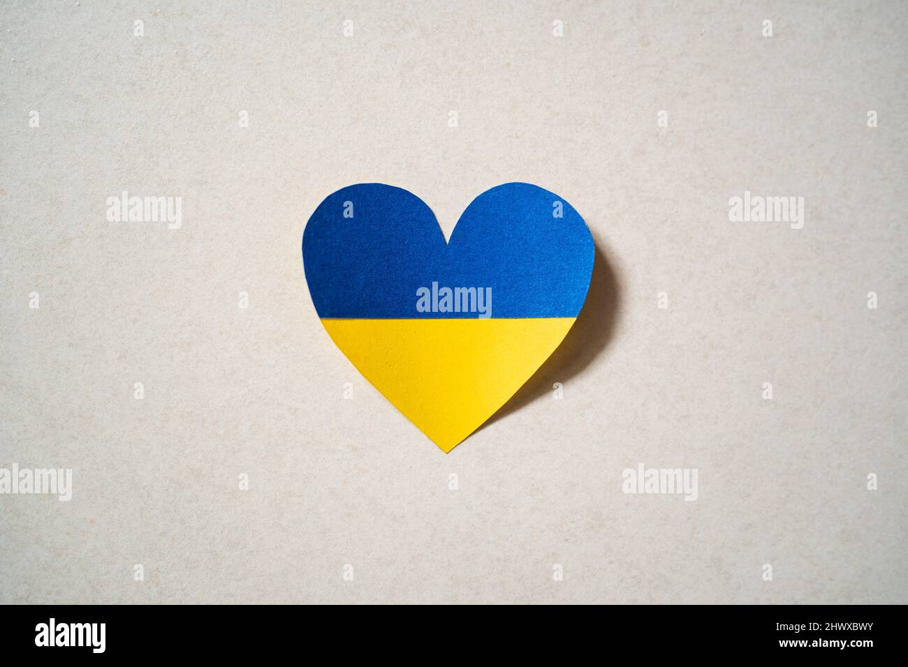 Ukraine flag color heart made of paper Stock Photo