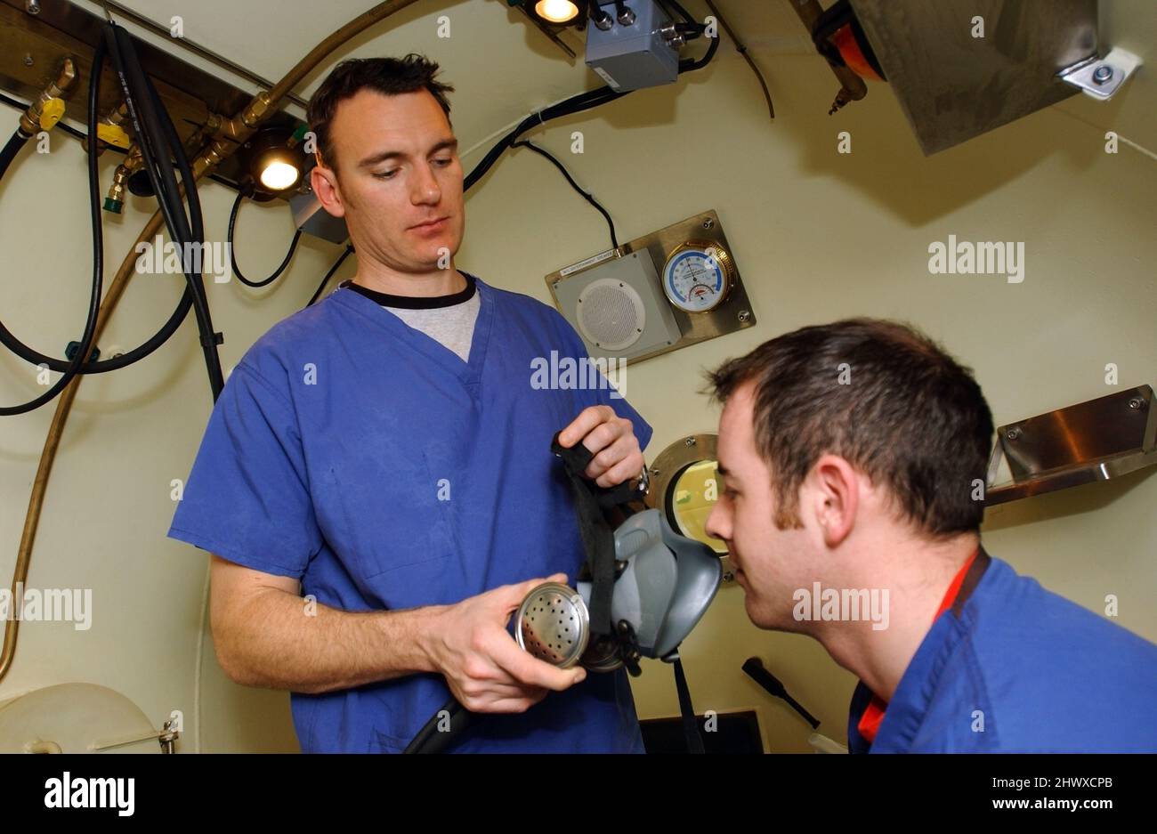 Inside the hyperbaric oxygen chamber at the Hospital of St John & St Elizabeth, London, England
