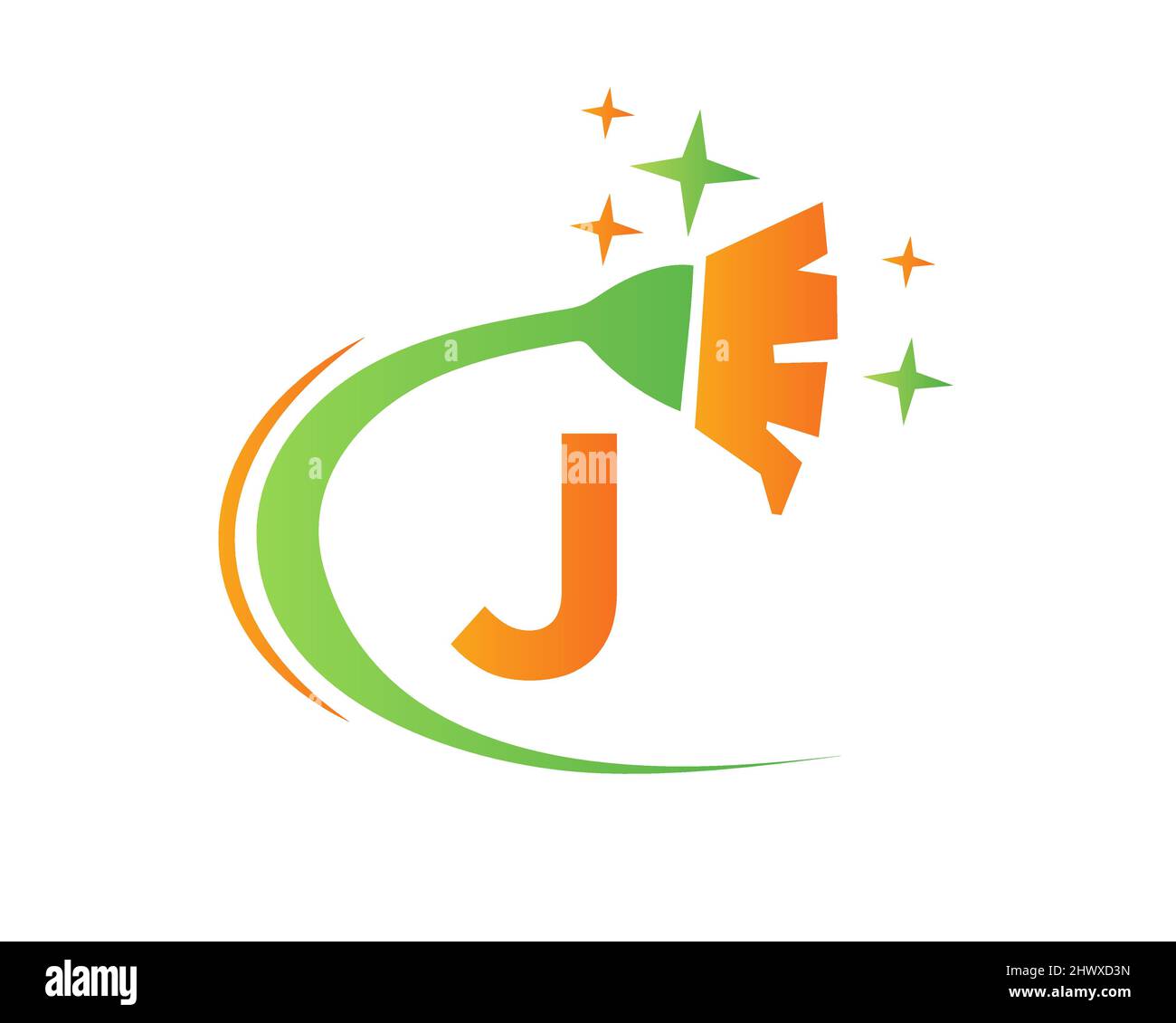Cleaning logo with J letter concept. House clean and Broom logo. J ...