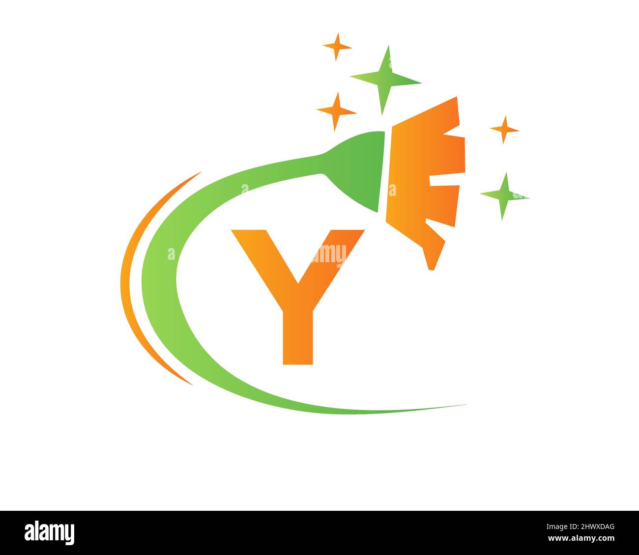 Cleaning logo with Y letter concept. House clean and Broom logo. Y ...