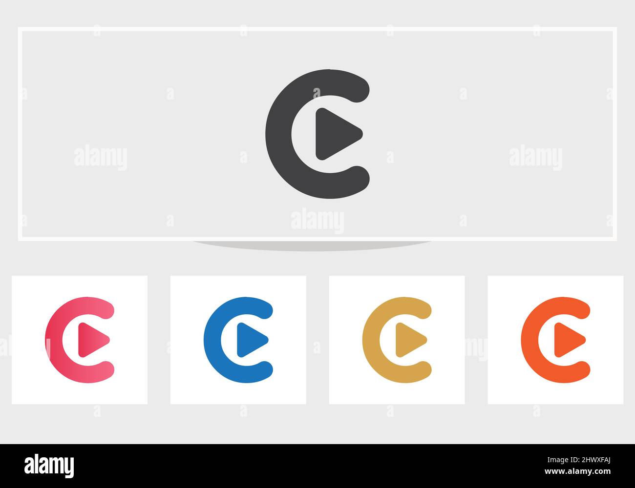 Initial Letter C Logo with Play Icon. C with Play logo design vector ...