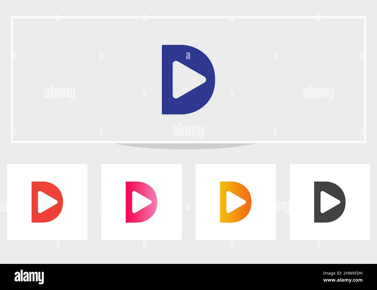 Initial Letter D Logo with Play Icon. D with Play logo design vector ...