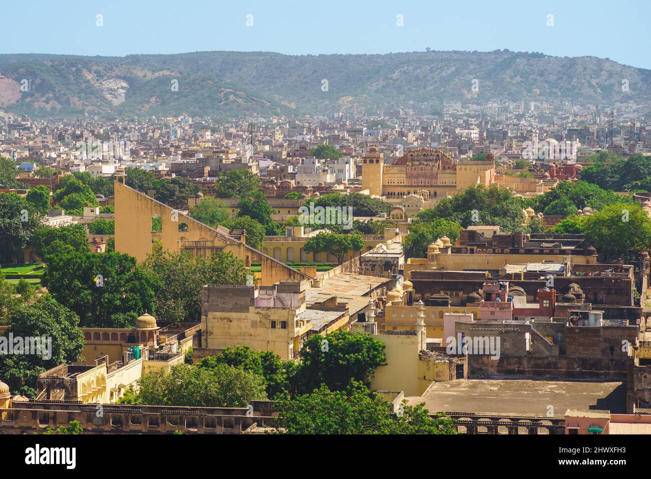 view of jaipur from Isarlat victory tower, aka Swargasuli Tower, in rajasthan, india Stock Photo