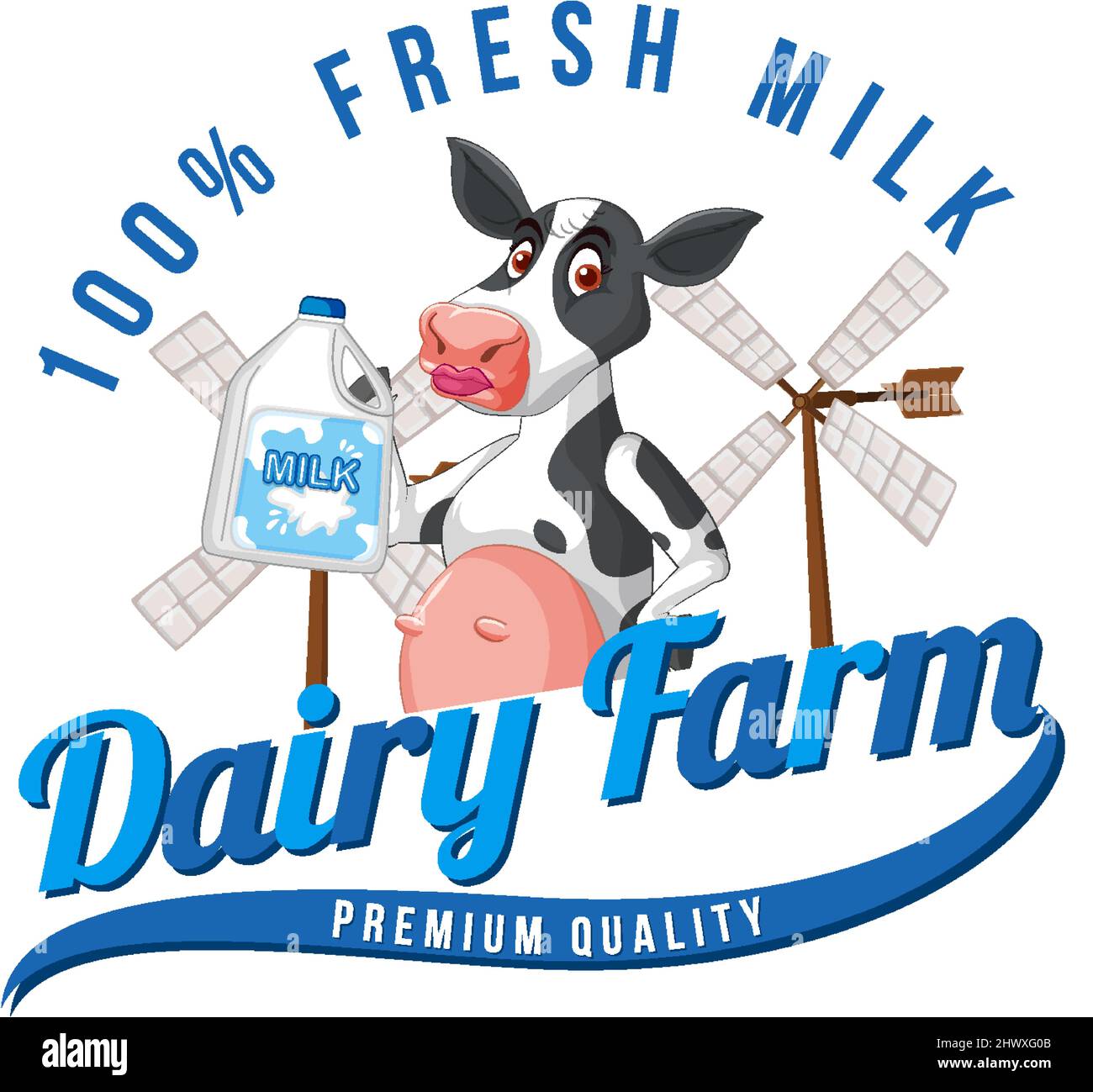 A cow with a Dairy farm label illustration Stock Vector Image & Art - Alamy