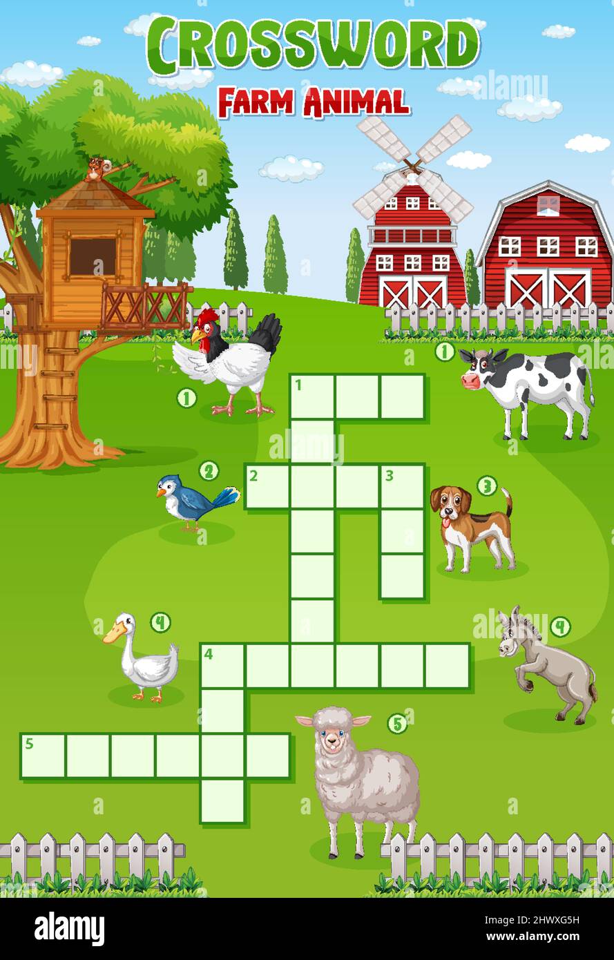 Matching Farm animal shadow worksheet illustration Stock Vector Image ...