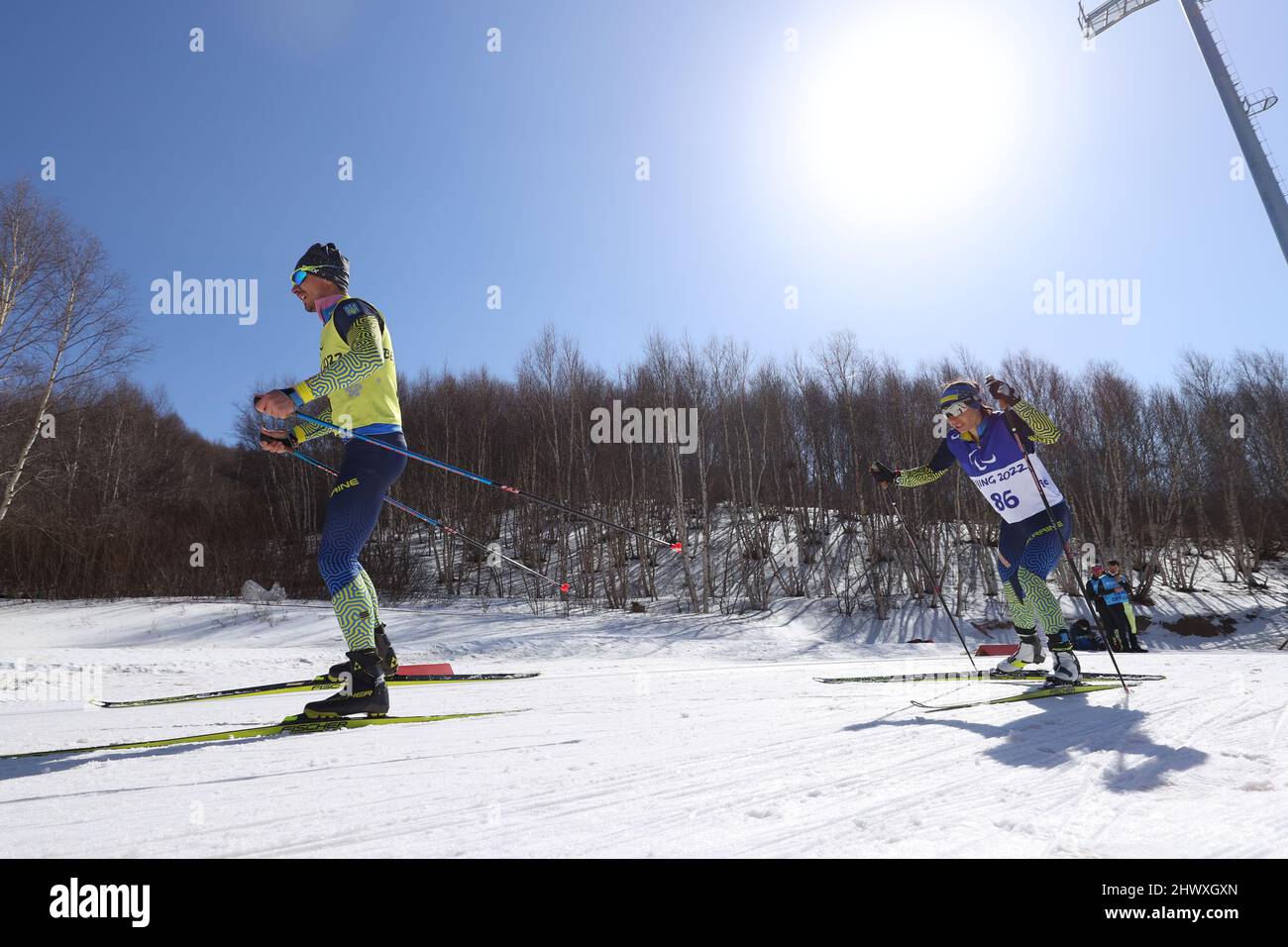 Zhangjiakou, Hebei, China. 8th Mar, 2022. Oksana Shyshkova & guide ...