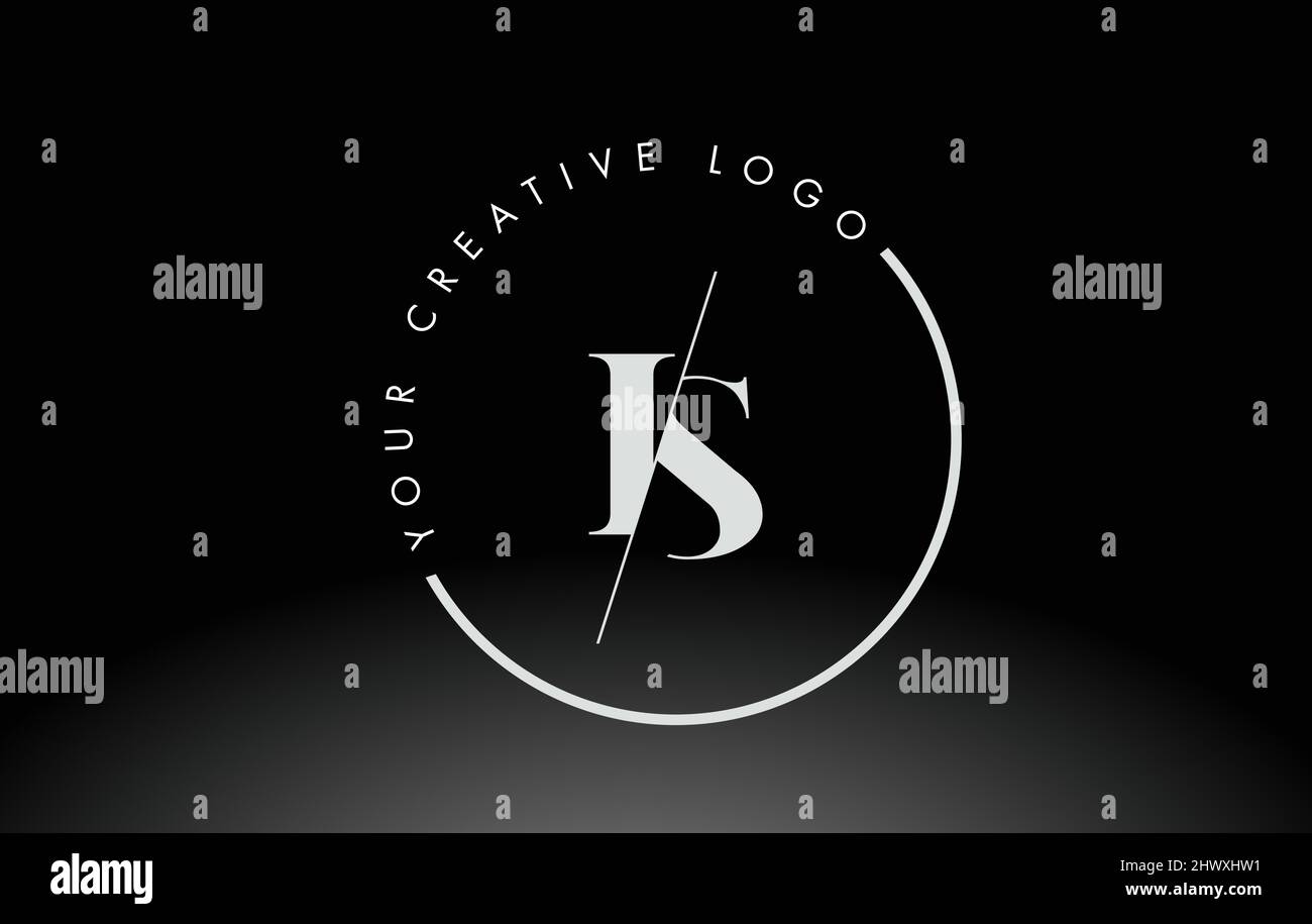White IS Letter Logo Design with Creative Intersected and Cutted Serif ...