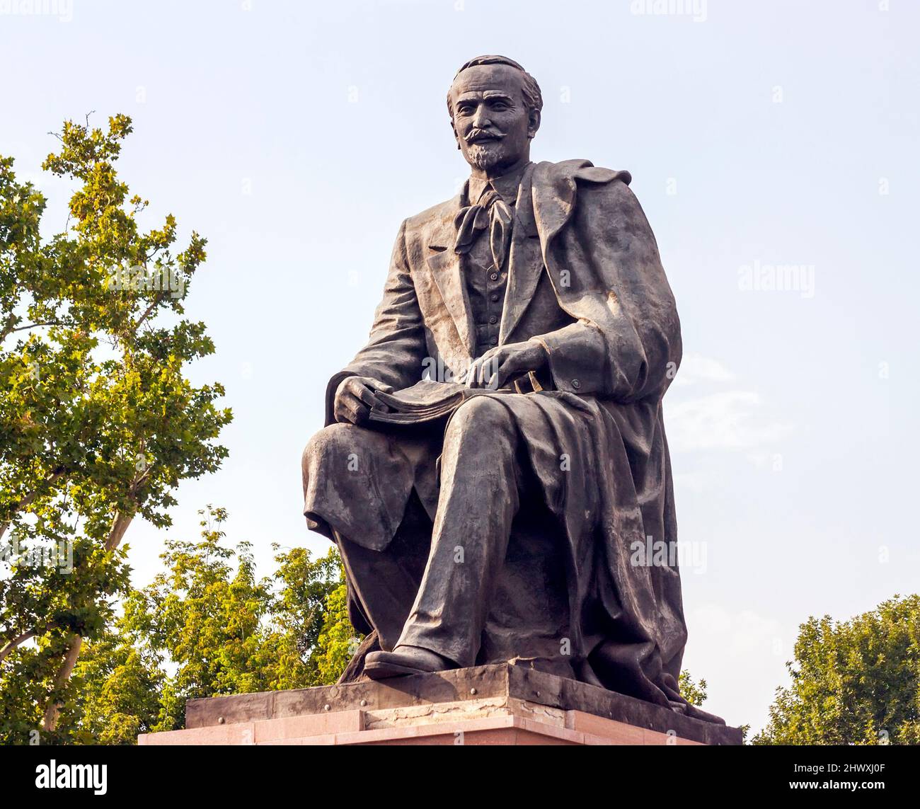 Hovhannes Tumanyan monument in Yerevan. Opera theater Stock Photo
