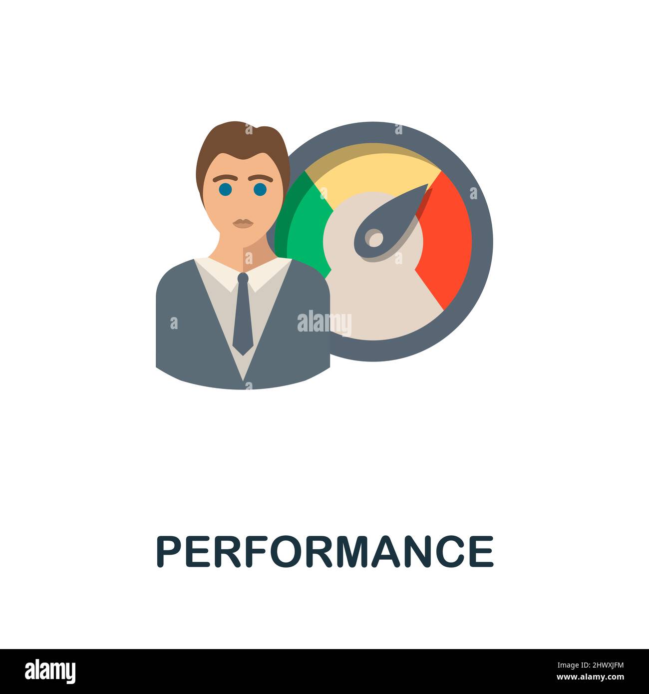 Performance flat icon. Colored element sign from company value ...