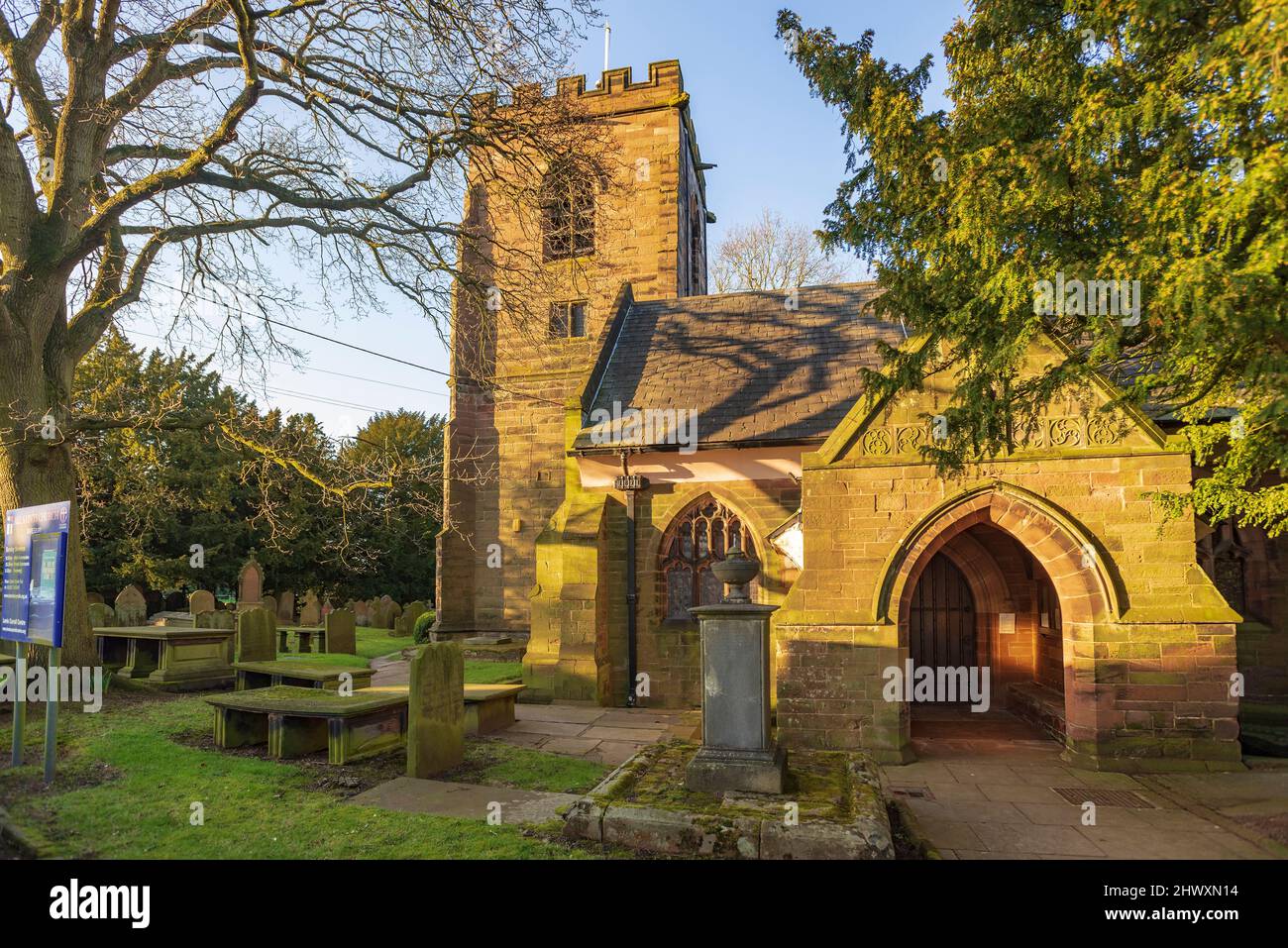 All Saints church at Daresbury in Cheshire where Lewis Carroll's father Charles Dodgson was the rector. Stock Photo