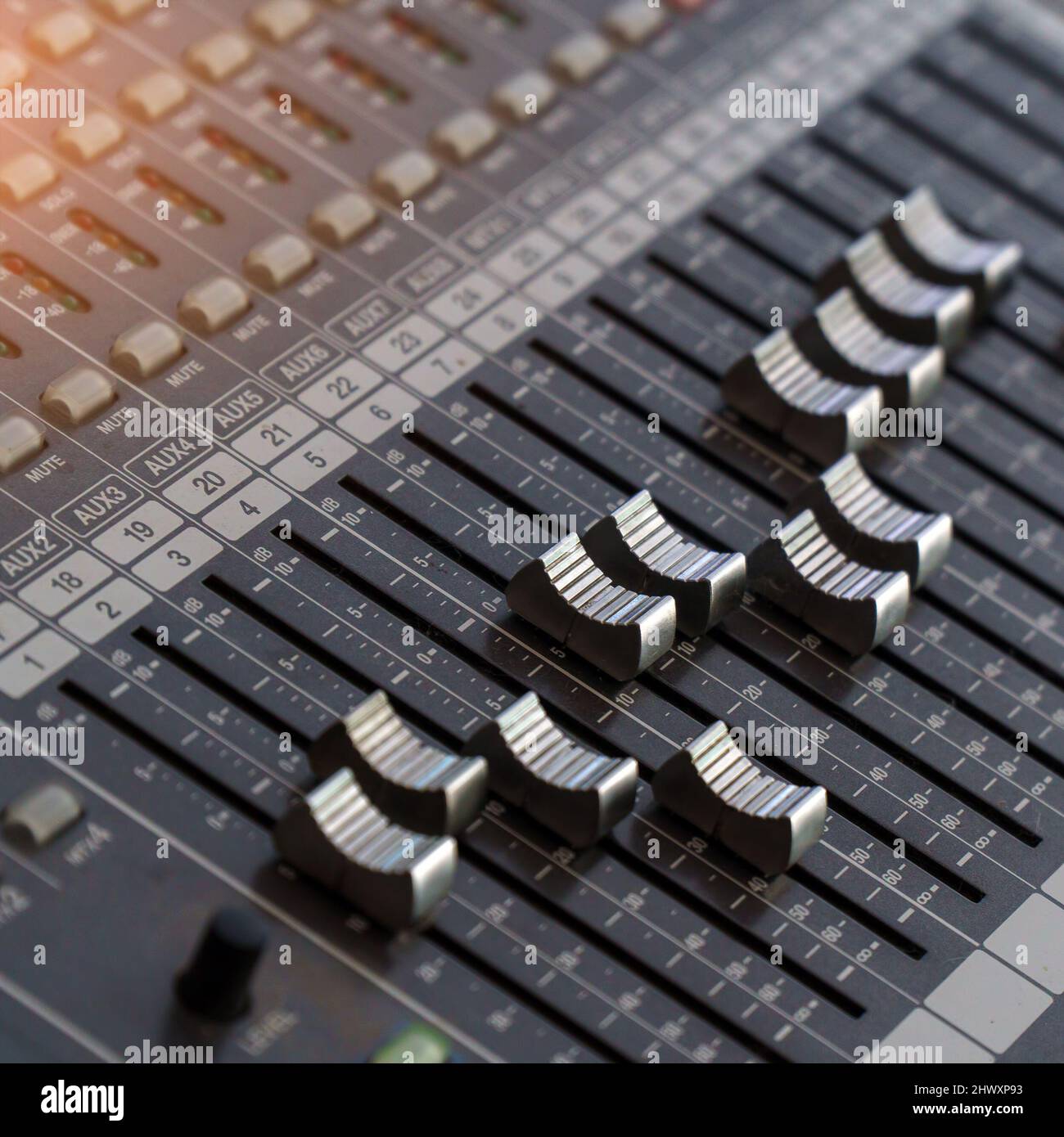 Mixing console faders in focus hi-res stock photography and images - Alamy