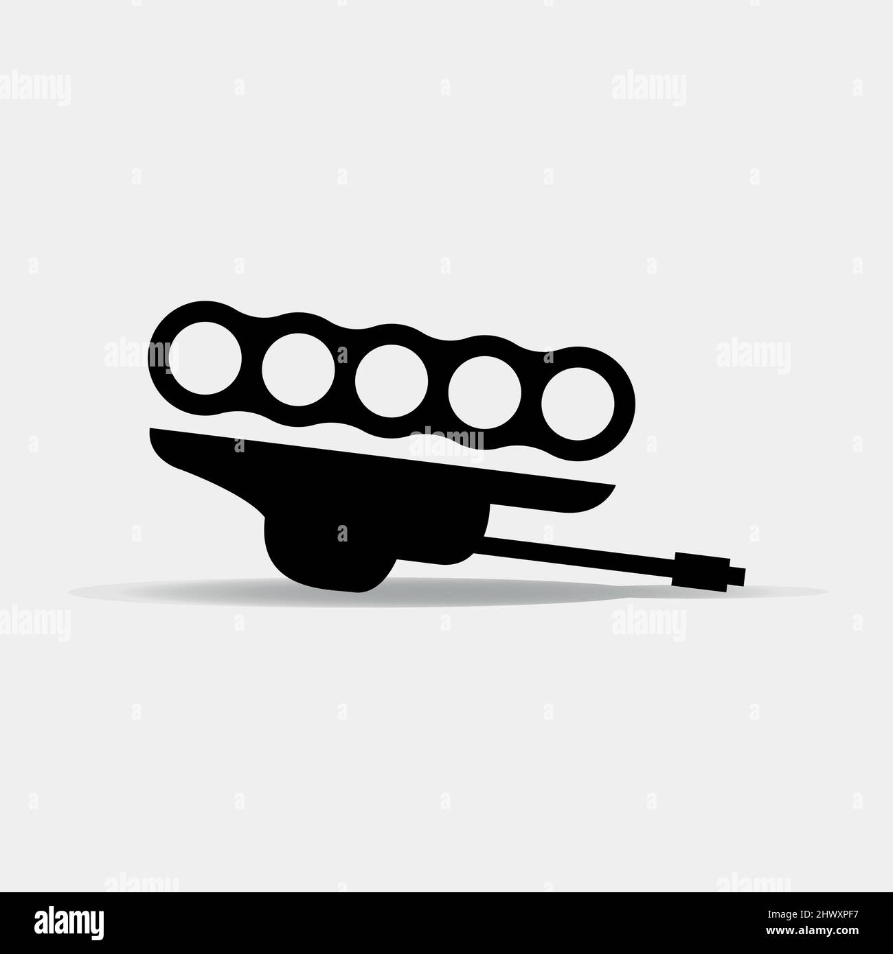 No war sign with battle tank upside down, ceasefire vector illustration Stock Vector