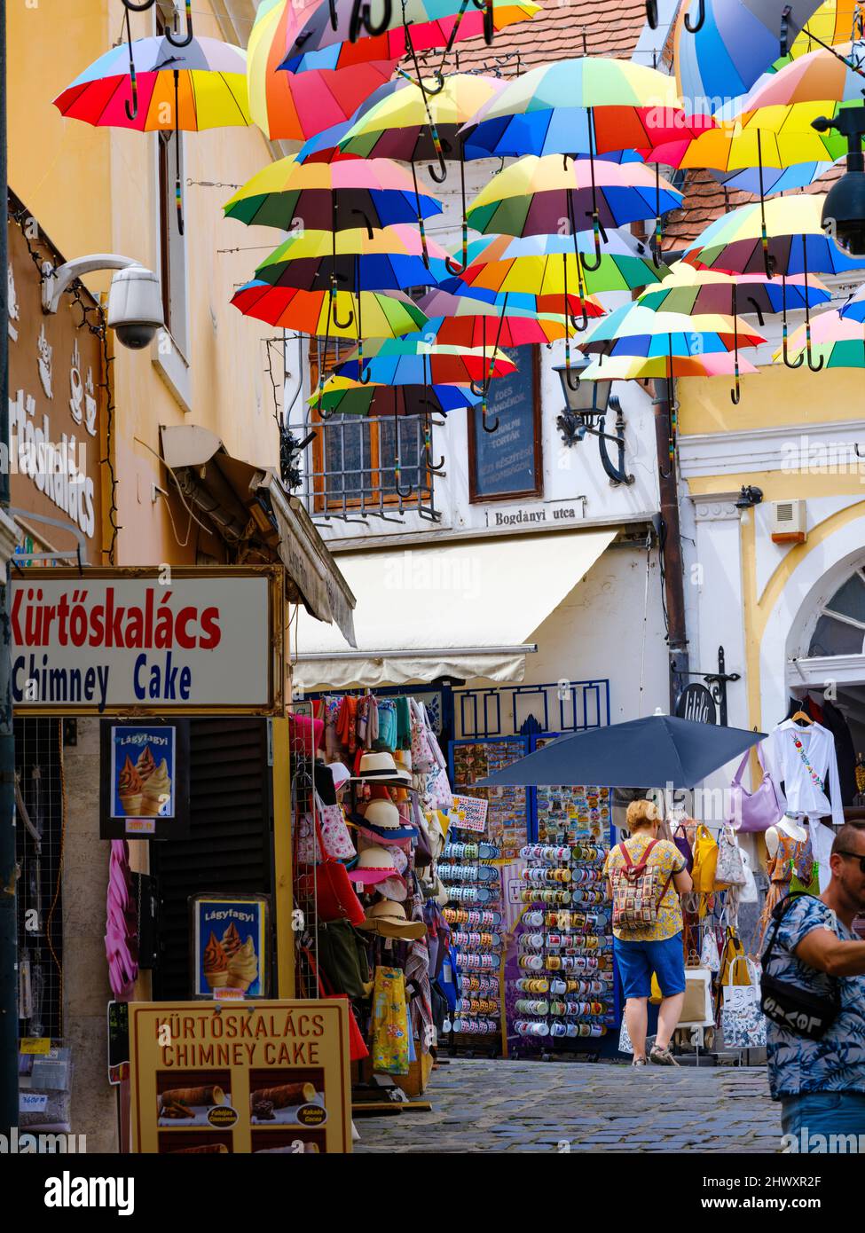 Alley of the Old Town with umbrellas. The town Szentendre near Budapest.  Europe, East Europe, Hungary Stock Photo - Alamy