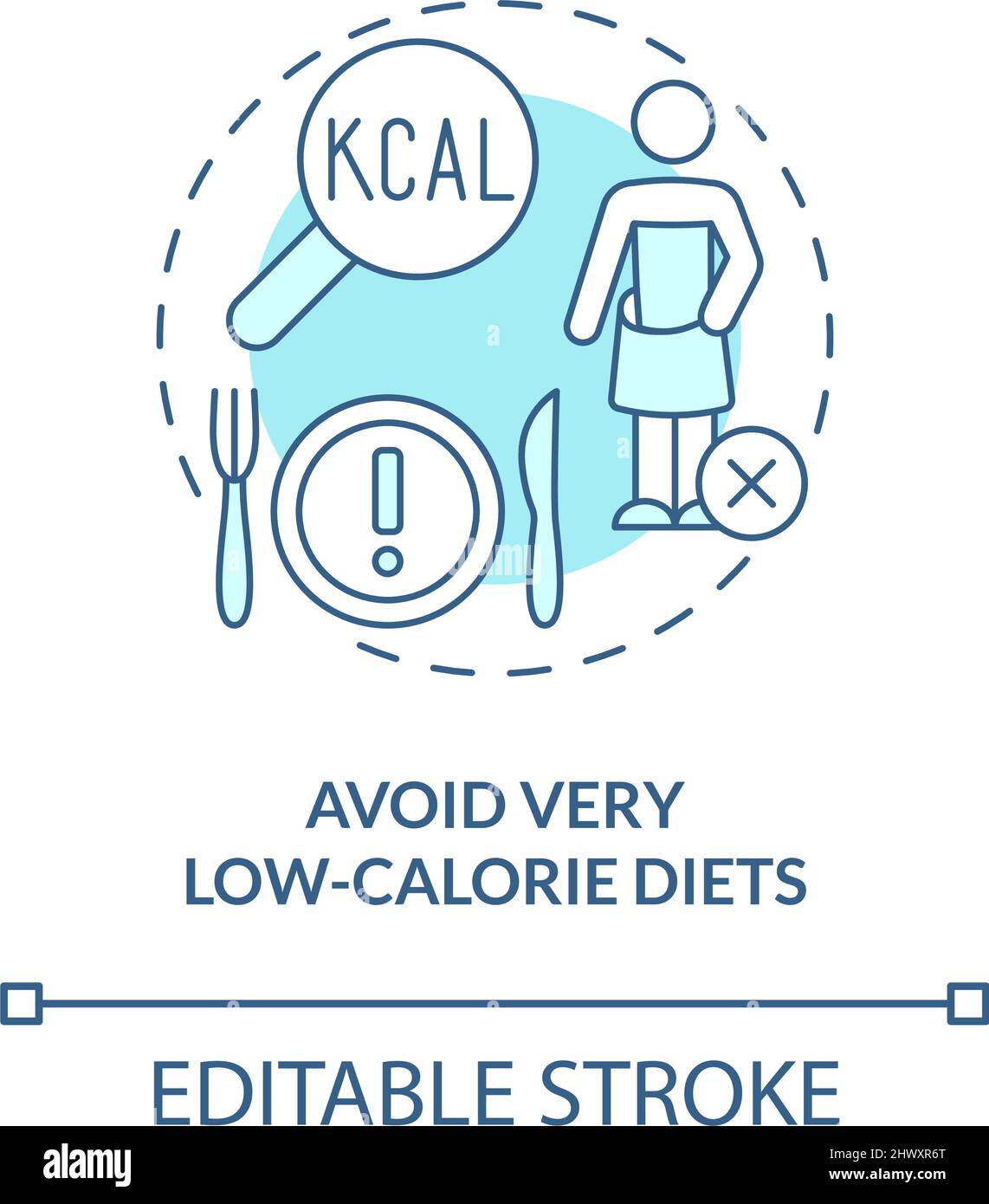 Avoid very low-calorie diets turquoise concept icon Stock Vector