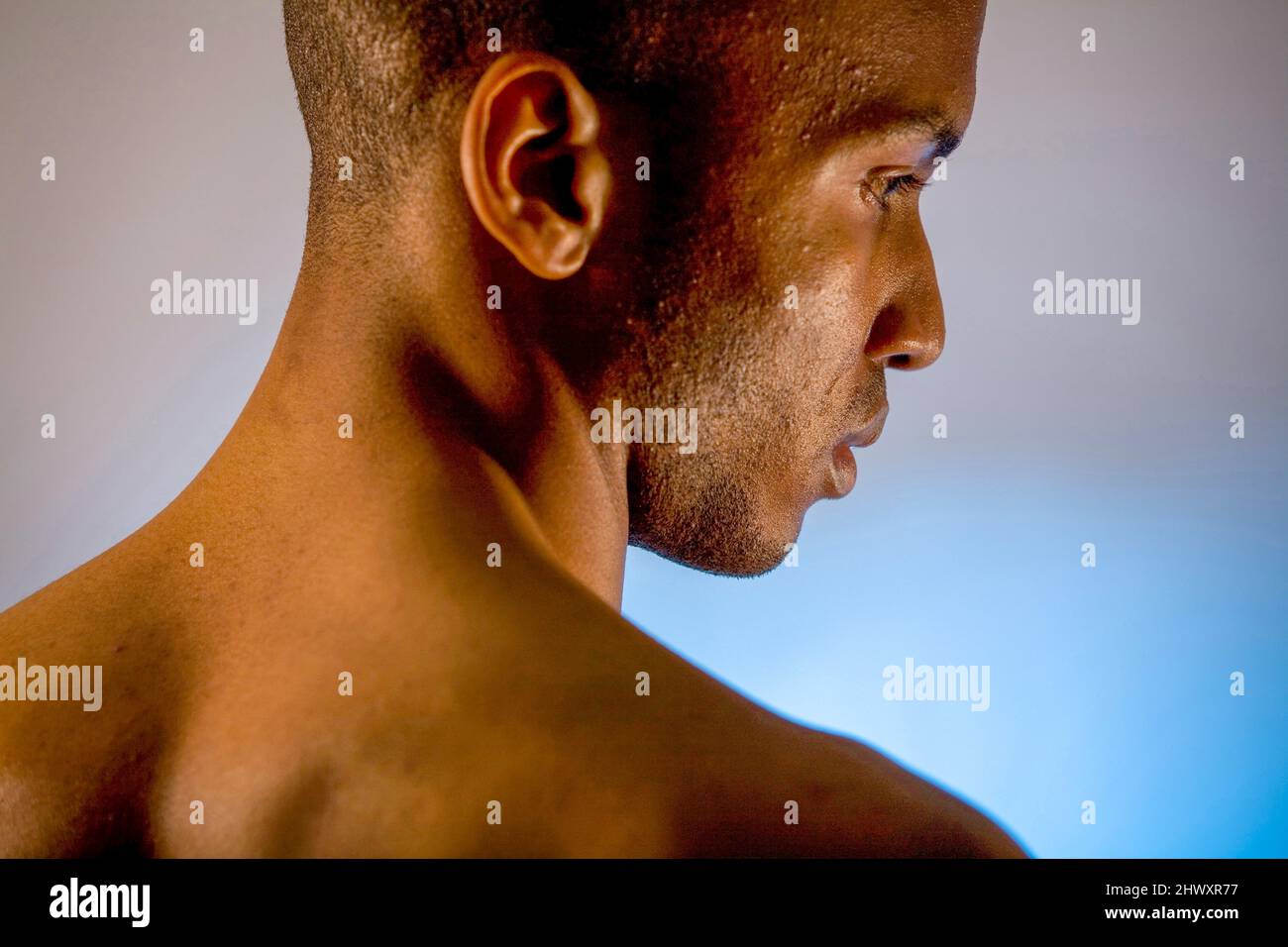 Man's head seen from the side. (MODEL RELEASED Stock Photo - Alamy