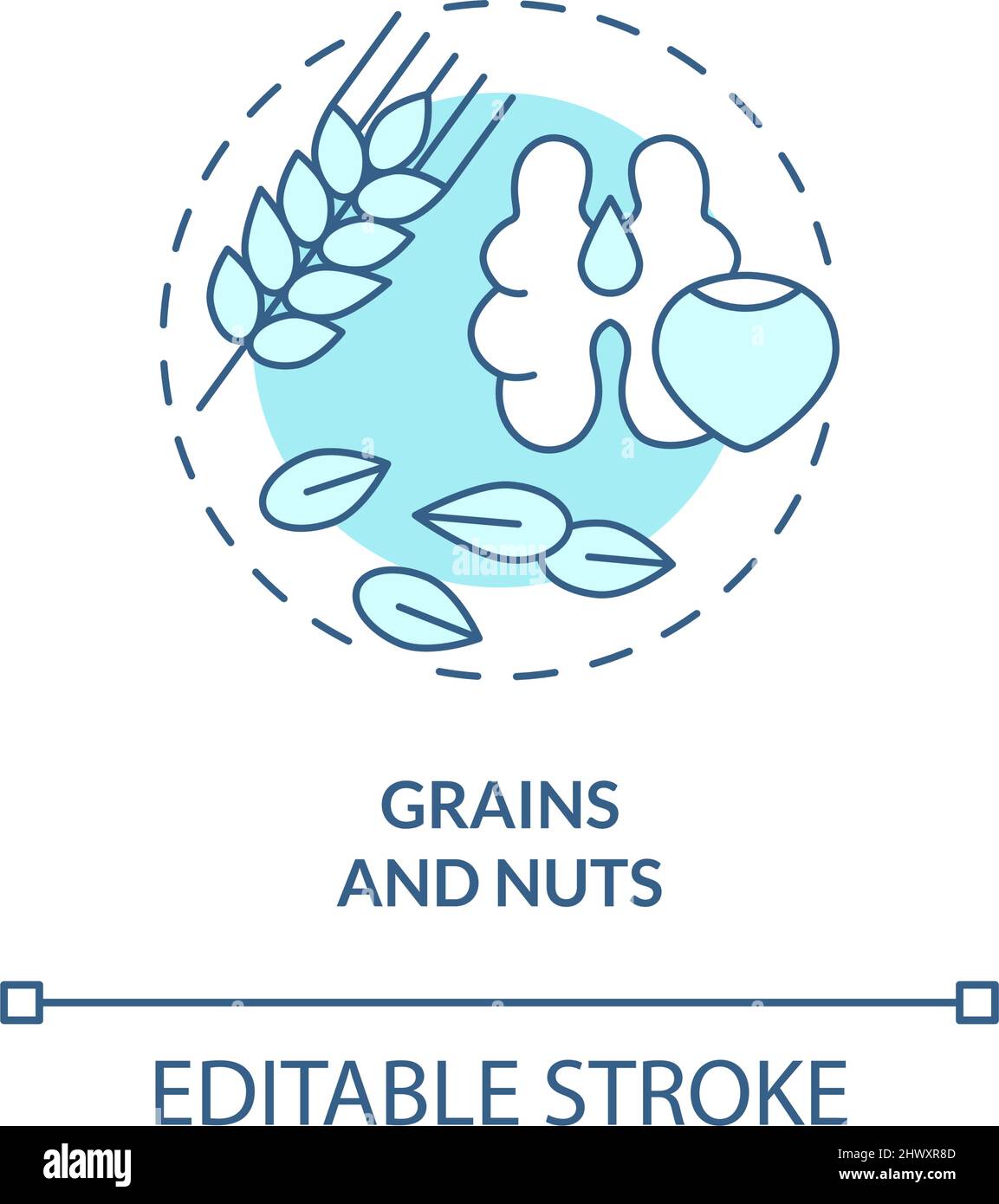 Grains and nuts turquoise concept icon Stock Vector