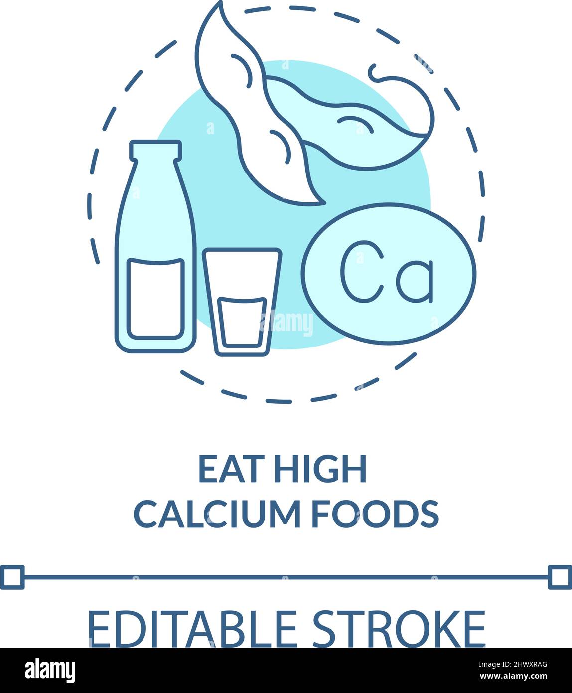 Eat high calcium foods turquoise concept icon Stock Vector Image & Art ...