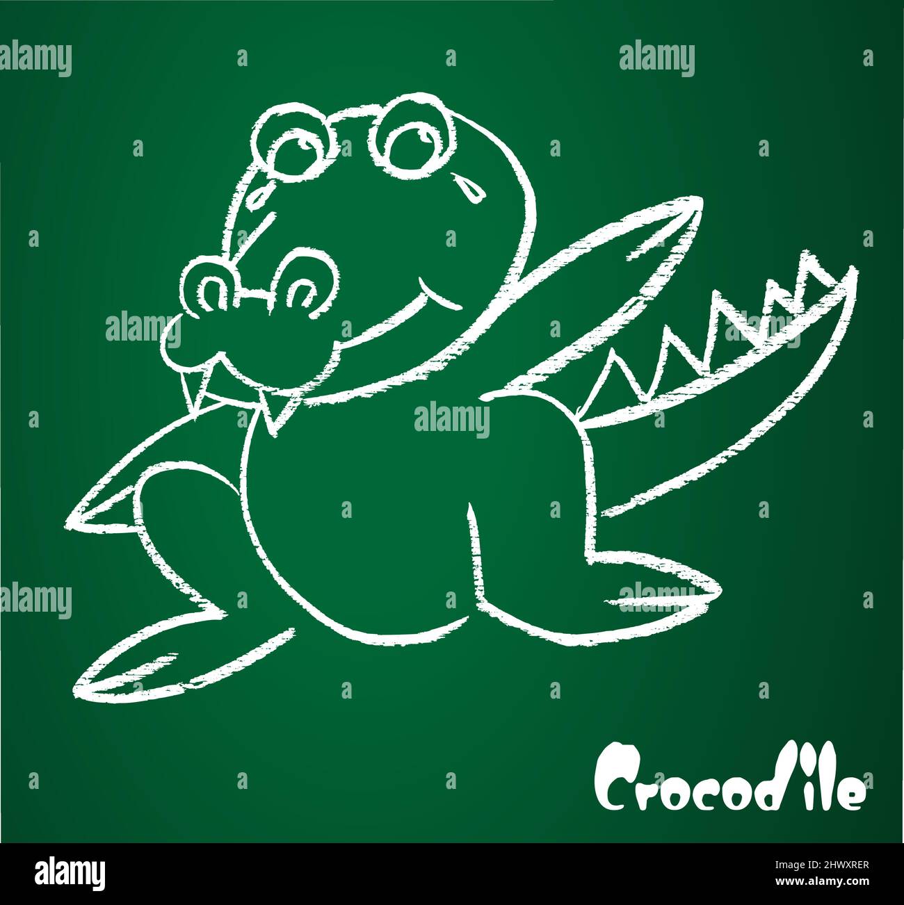 Vector image of a crocodile on the blackboard. Easy editable layered ...