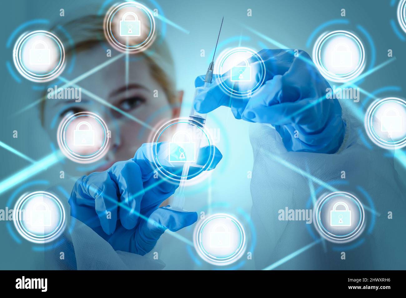 Unrecognizable doctor of medicine securing patient medical records