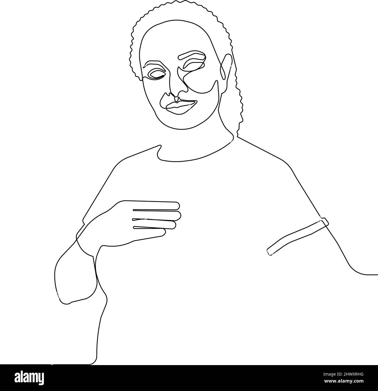 Minimalistic Female Face One Line Drawing Stock Vector