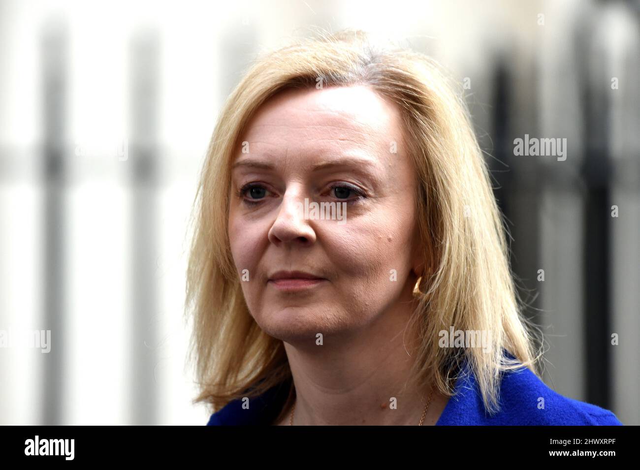 London, UK. 8th Mar, 2022. Liz Truss Foreign Secretary arrives in Downing Street for a Cabinet meeting Credit: MARTIN DALTON/Alamy Live News Stock Photo
