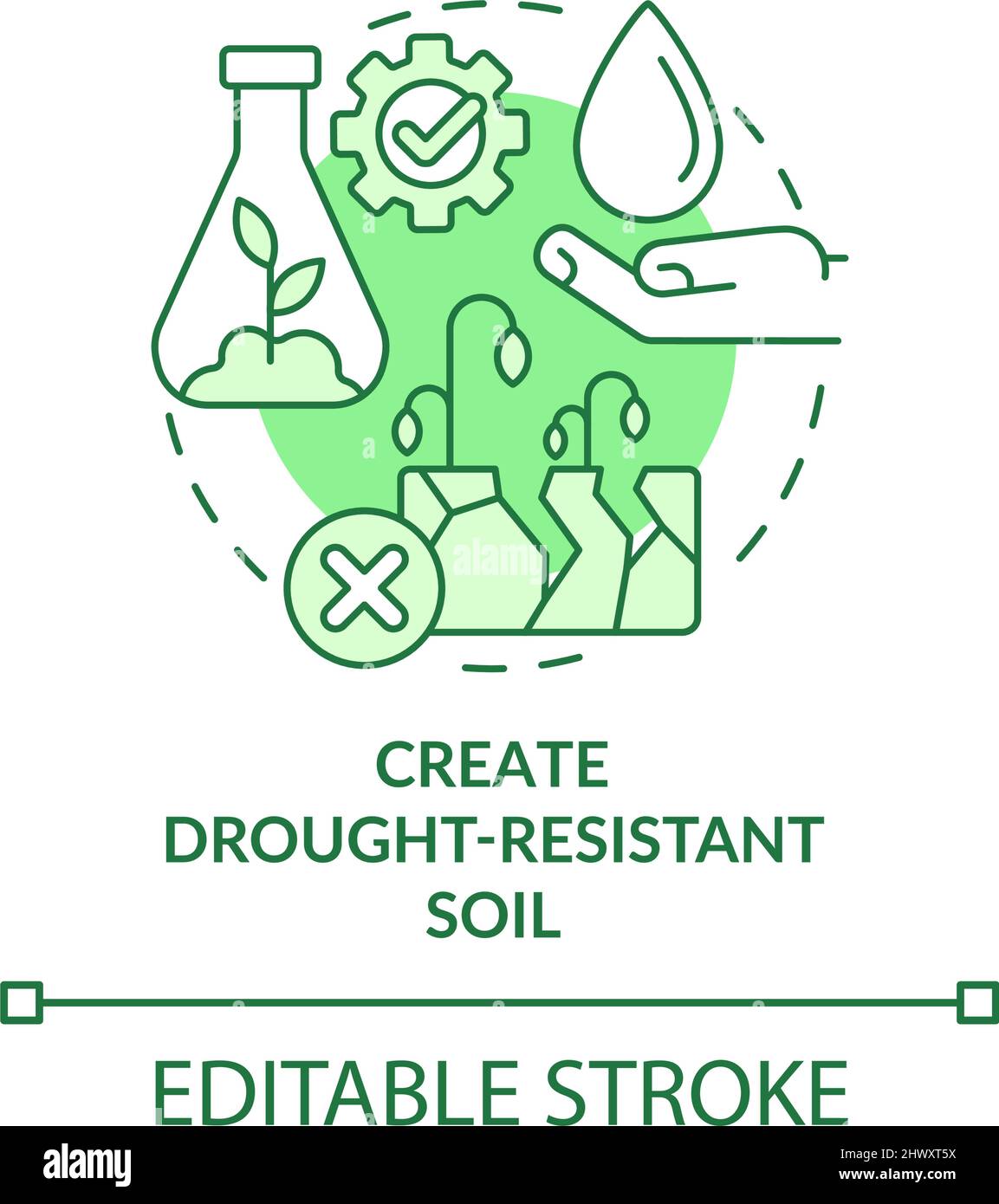 Create drought-resistant soil green concept icon Stock Vector