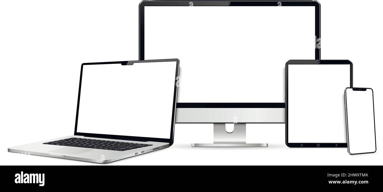 Device Realistic Realistic device set: monitor, laptop, tablet and smartphone Stock ...