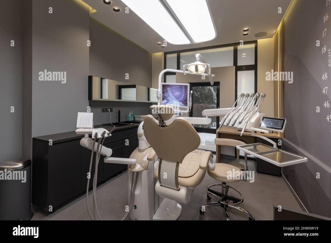 Modern dental office interior. Dental clinic interior with modern