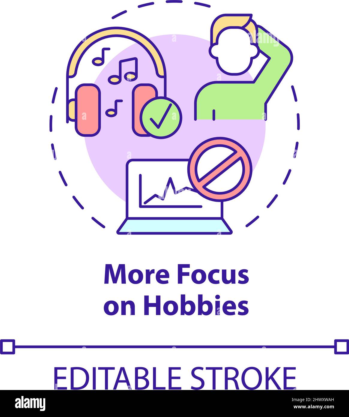 More focus on hobbies concept icon Stock Vector