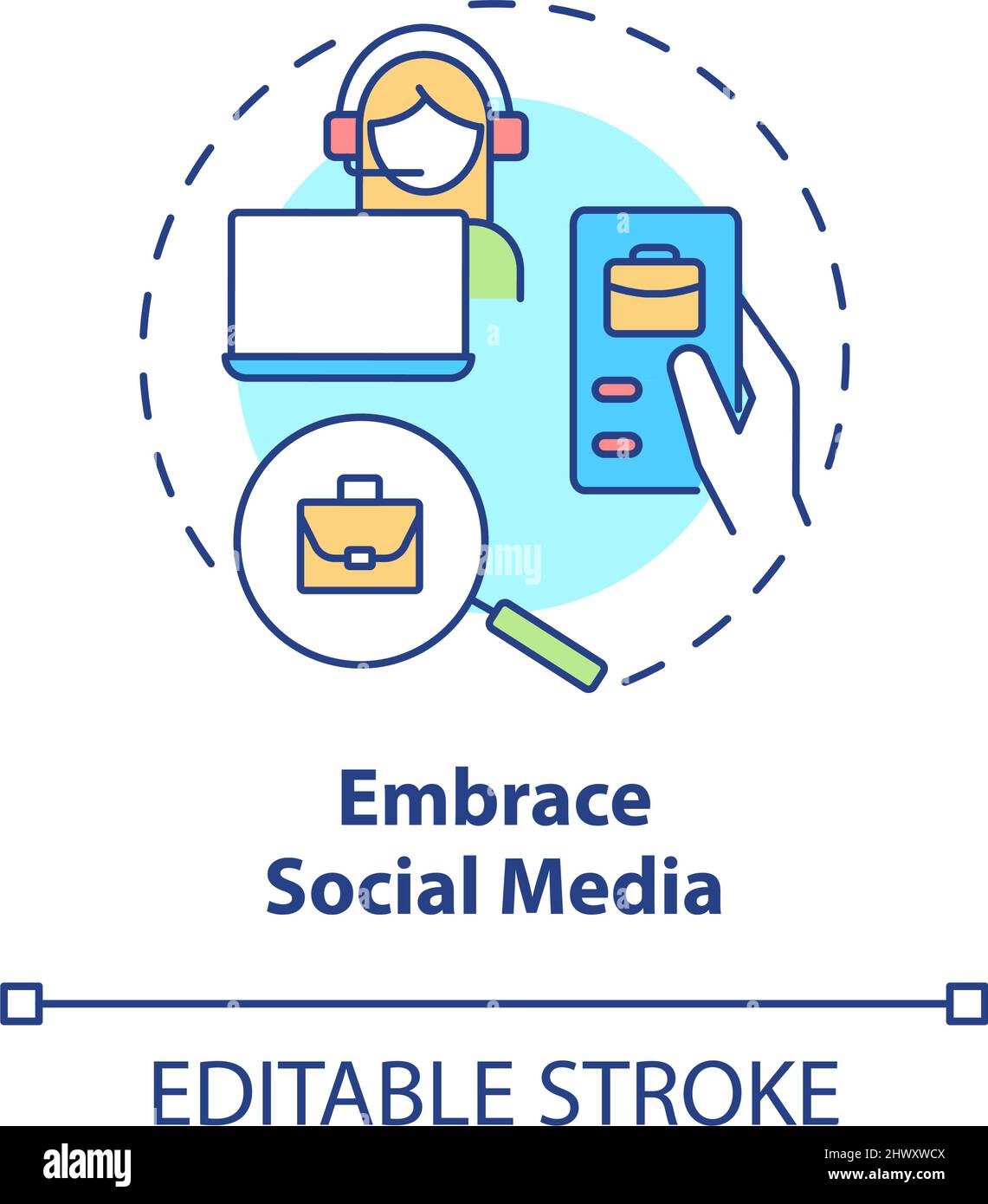 Embrace social media concept icon Stock Vector