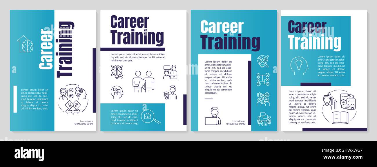 Career training programs cyan brochure template Stock Vector Image