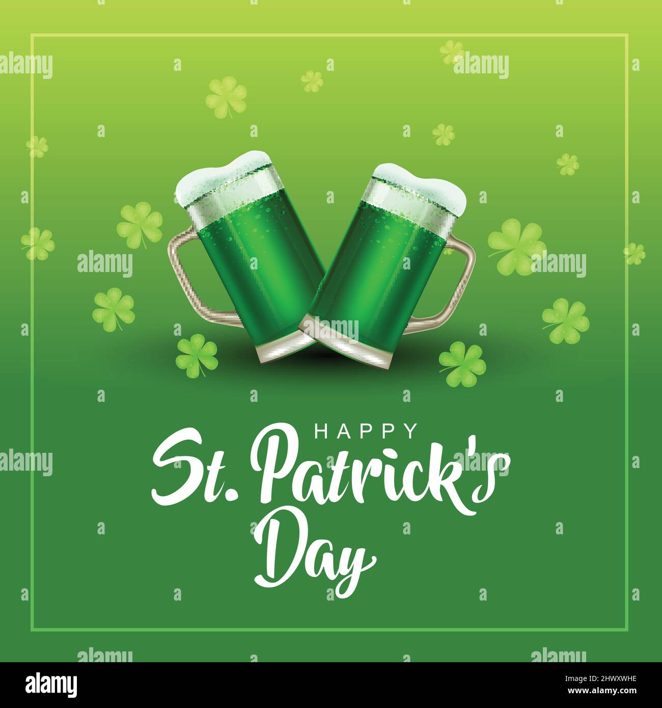 happy St. Patrick's day. green hat with beer glass. vector illustration design Stock Vector