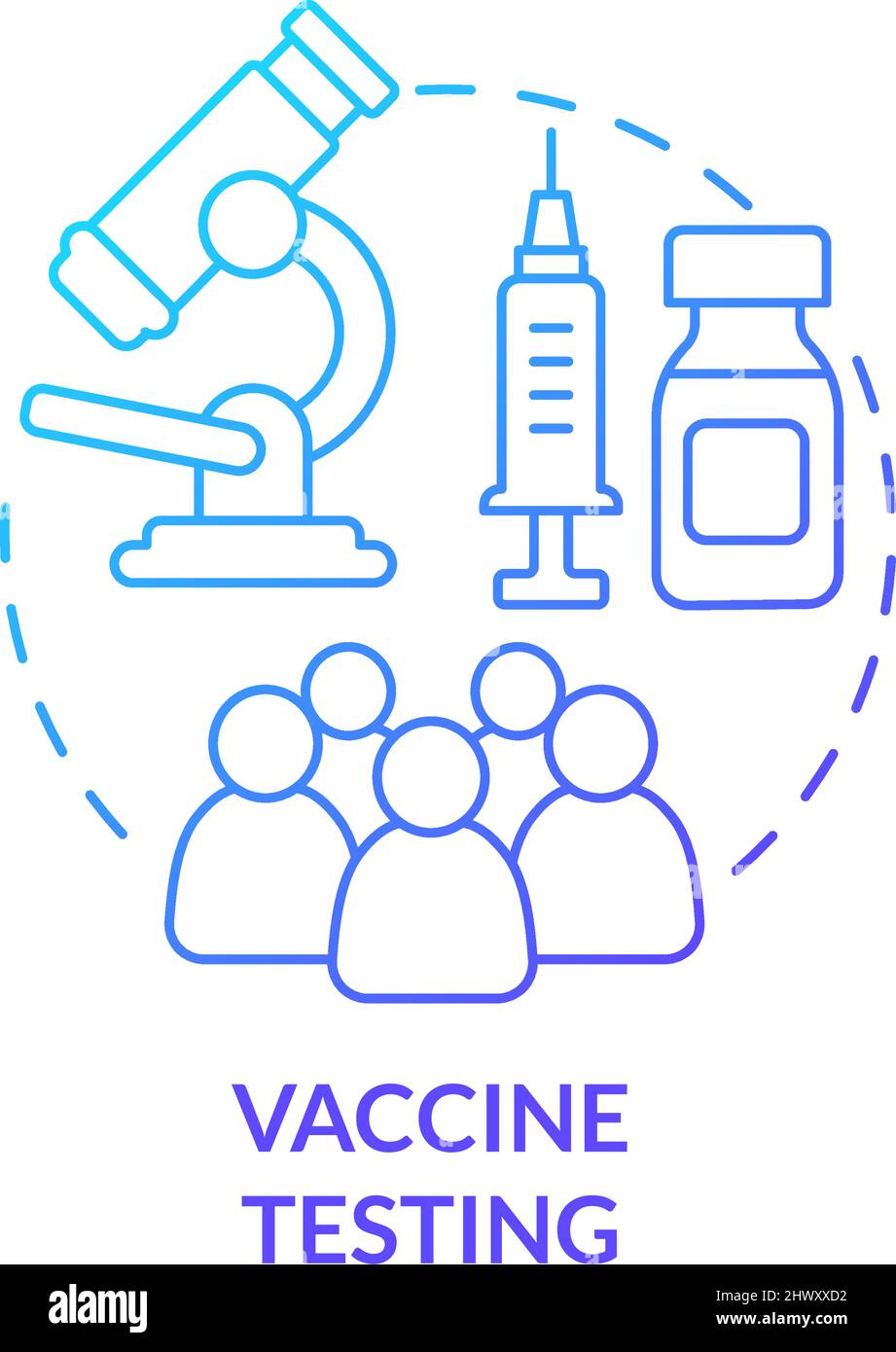 Vaccine testing blue gradient concept icon Stock Vector