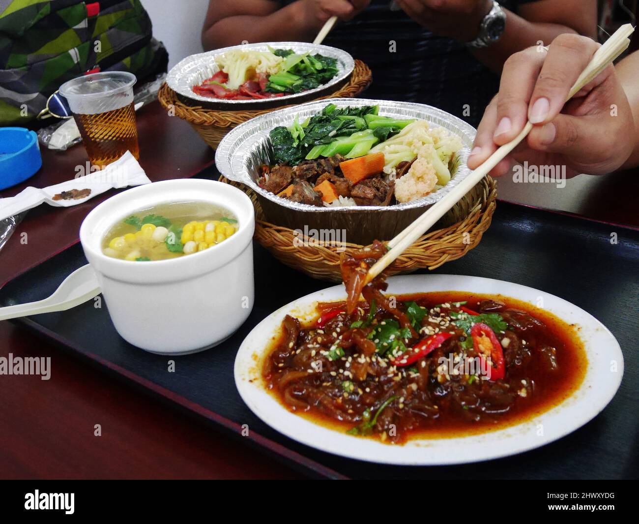 Traditional local and fusion chinese food set cuisine Shantou or Swatow style on dish plate for served guest customer at restaurant cafe shop in Teoch Stock Photo