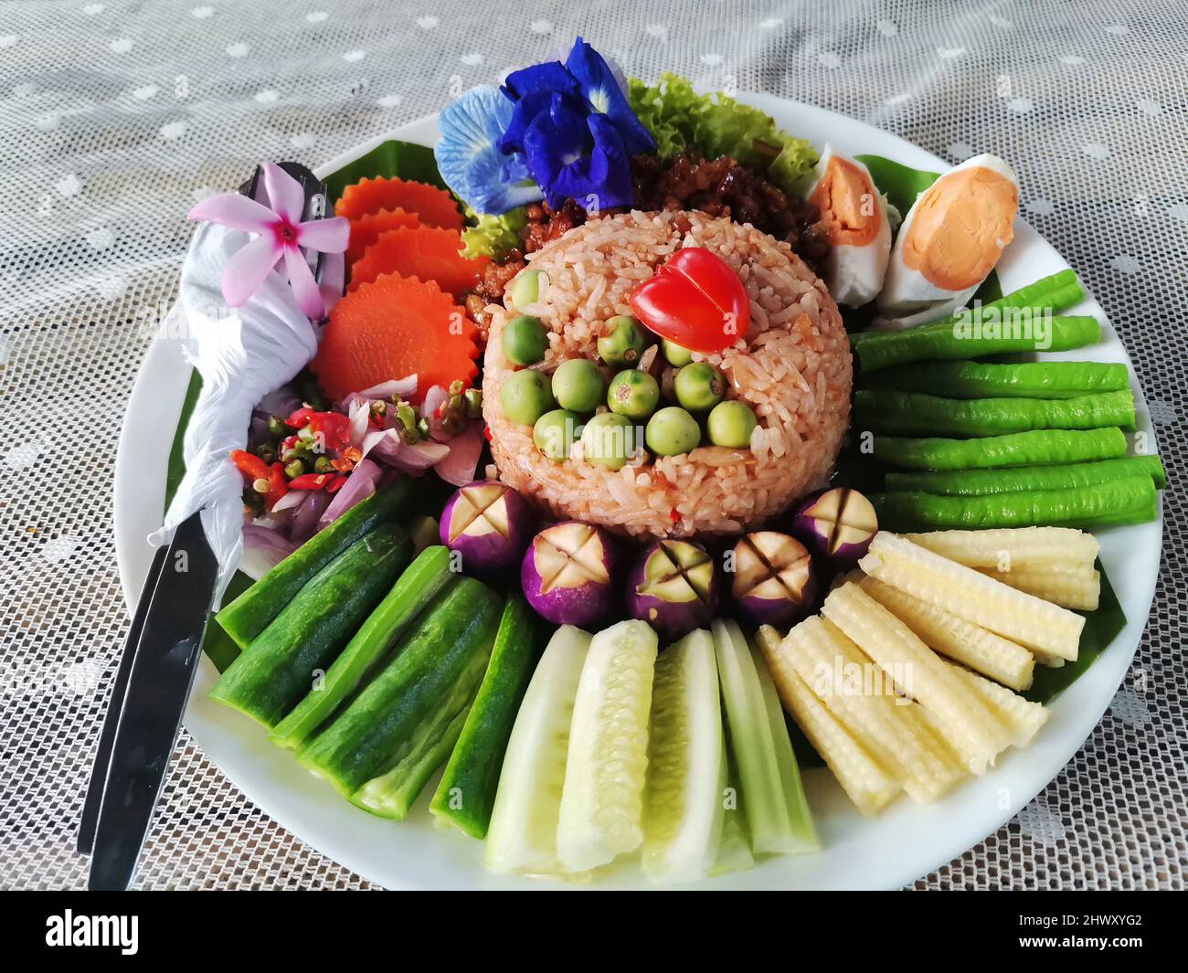 Traditional local thai southern food Stir fried chilli dip fried rice