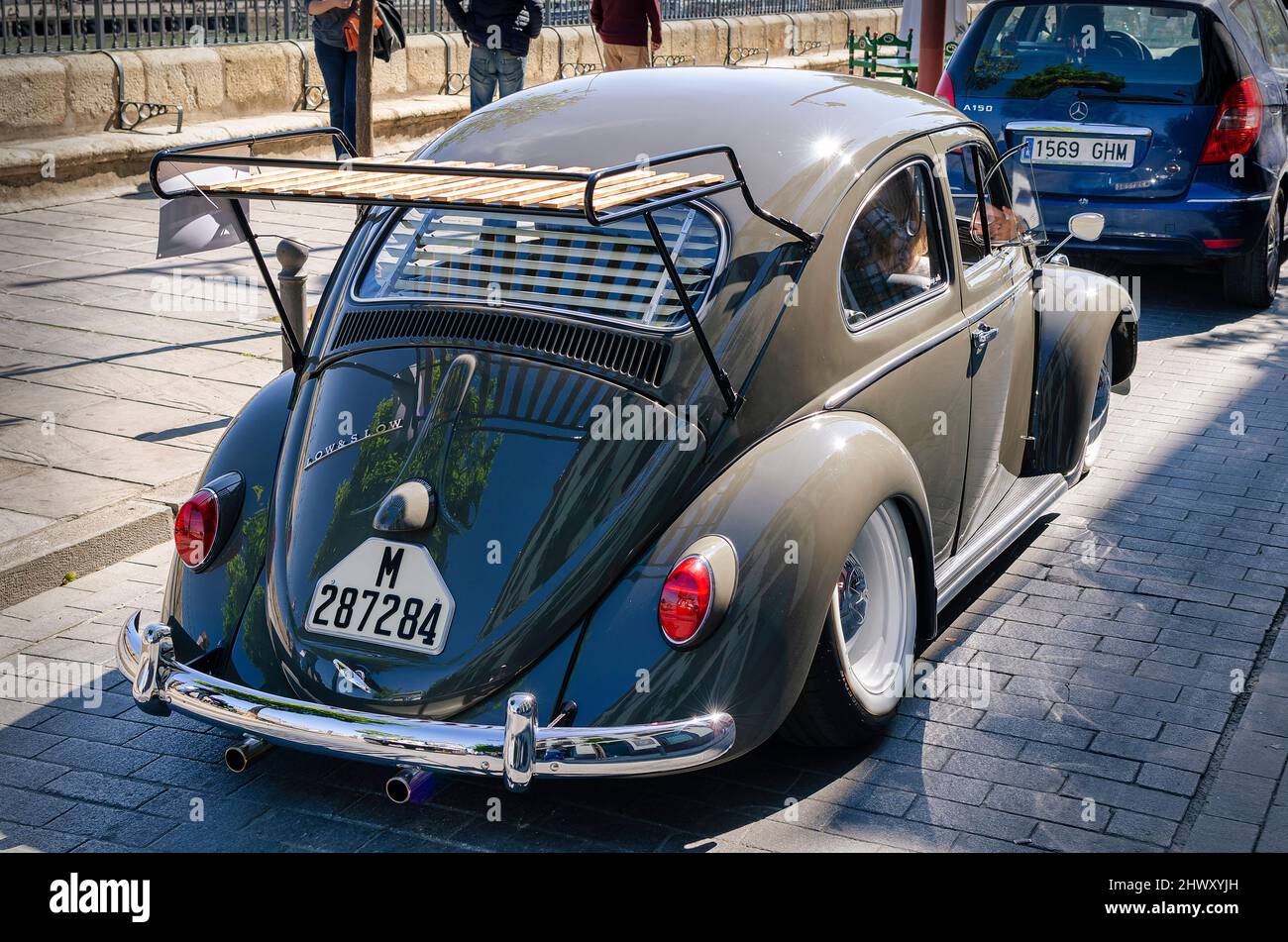 Seville, Spain; March 6, 2022: Classic car during an exhibition in the streets of the city. Stock Photo