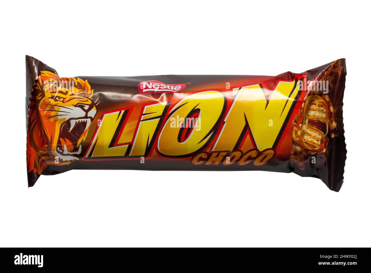 Nestle Lion choco chocolate bar isolated on white background Stock Photo -  Alamy