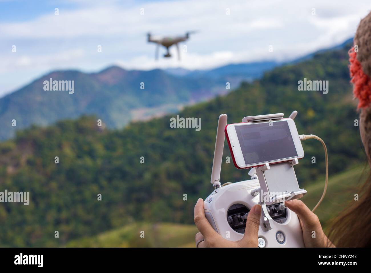 Flying drones in the forest hi-res stock photography and images - Alamy