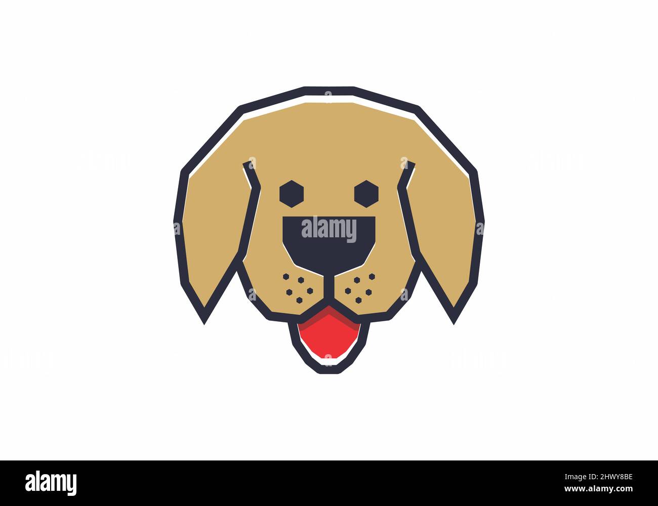 Stiff art style of dog head in brown color design Stock Vector Image ...