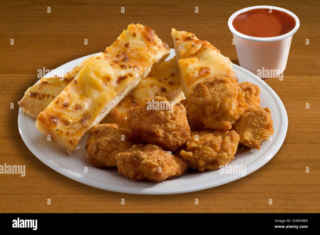 Cheesy Bread and Chicken Bites Stock Photo