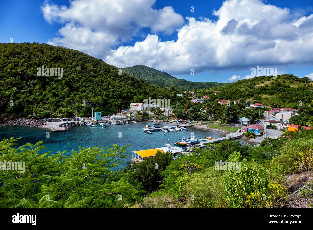 Port of the island of Terre-de-Bas, Iles des Saintes, Les Saintes, Guadeloupe, Lesser Antilles, Caribbean. Stock Photo