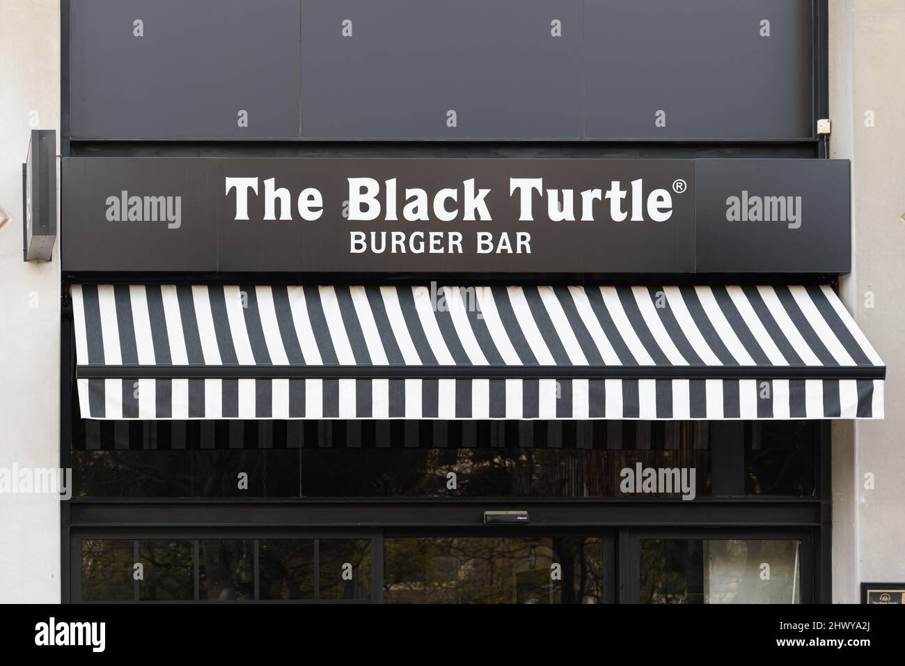 VALENCIA, SPAIN - MARCH 04, 2022: The Black Turtle is a Spanish chain of american food restaurants Stock Photo