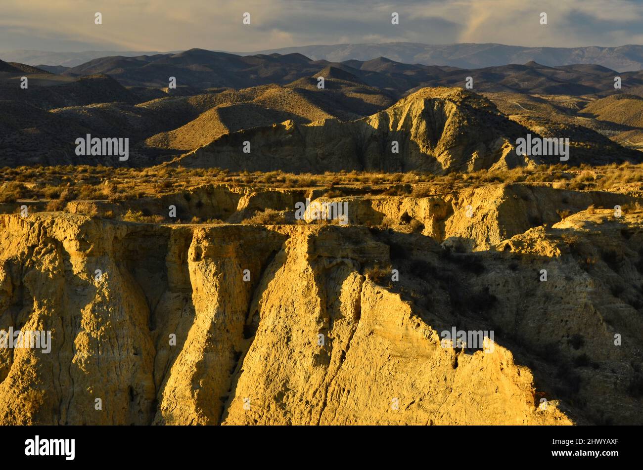 Badlands of Tabernas desert, one of the true semideserts of Europe