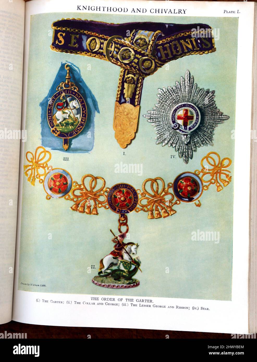 Encyclopedia Britannica Eleventh Edition Showing Pages on Knighthood and Chivalry Medals - Order of the Garter Stock Photo