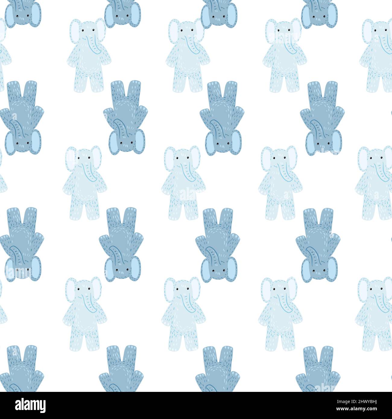 Cute elephant toy seamless pattern. Funny child playthings in doodle ...