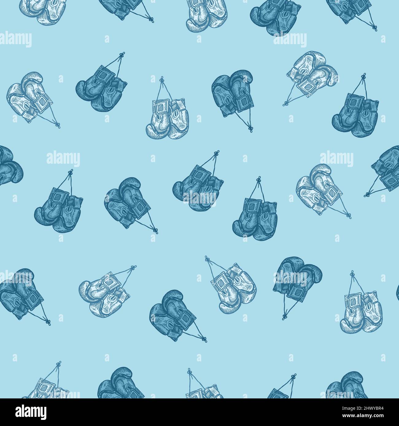 Boxing gloves hanging seamless pattern. Vintage sport inventory