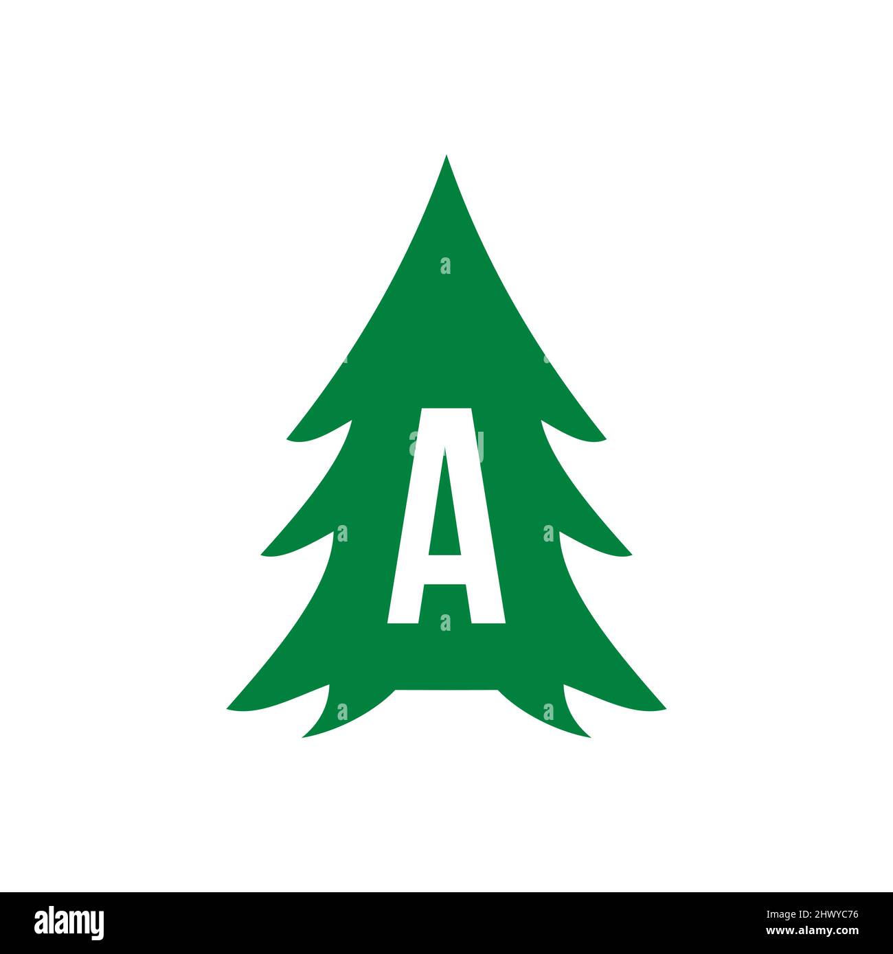 Pine Tree Logo Design On Letter A Template. Pine Tree Hotel Resort Wood ...